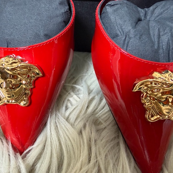 Versace Dark Red Slingback Heels - Picture 4 of 13